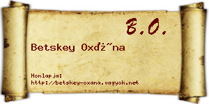 Betskey Oxána névjegykártya